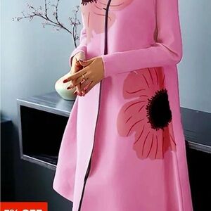 STYLEWE Pink Asymmetrical A-Line Long Sleeve Dress